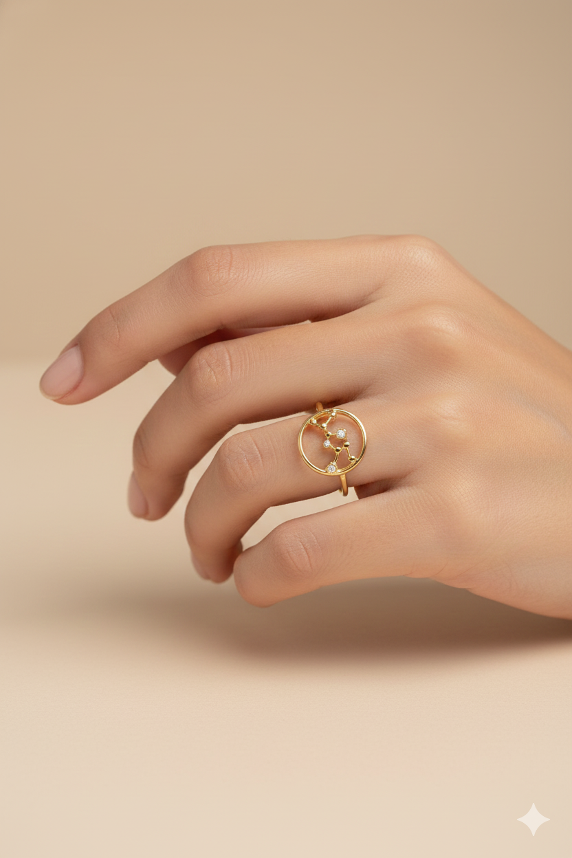 Bague signe Sagittaire en acier inoxydable doré