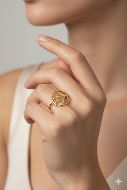 Bague signe Taureau en acier inoxydable doré