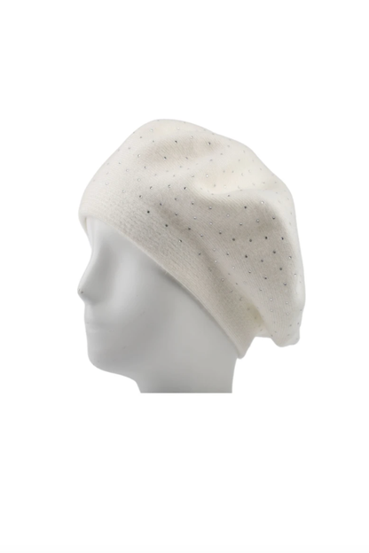 Béret uni décoré de strass