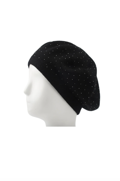 Béret uni décoré de strass