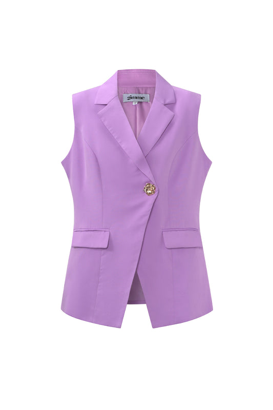 Blazer sans manches femme élégant – Violet ou noir – Printemps/Été