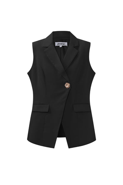 Blazer sans manches femme élégant – Violet ou noir – Printemps/Été