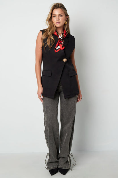 Blazer sans manches femme élégant – Violet ou noir – Printemps/Été