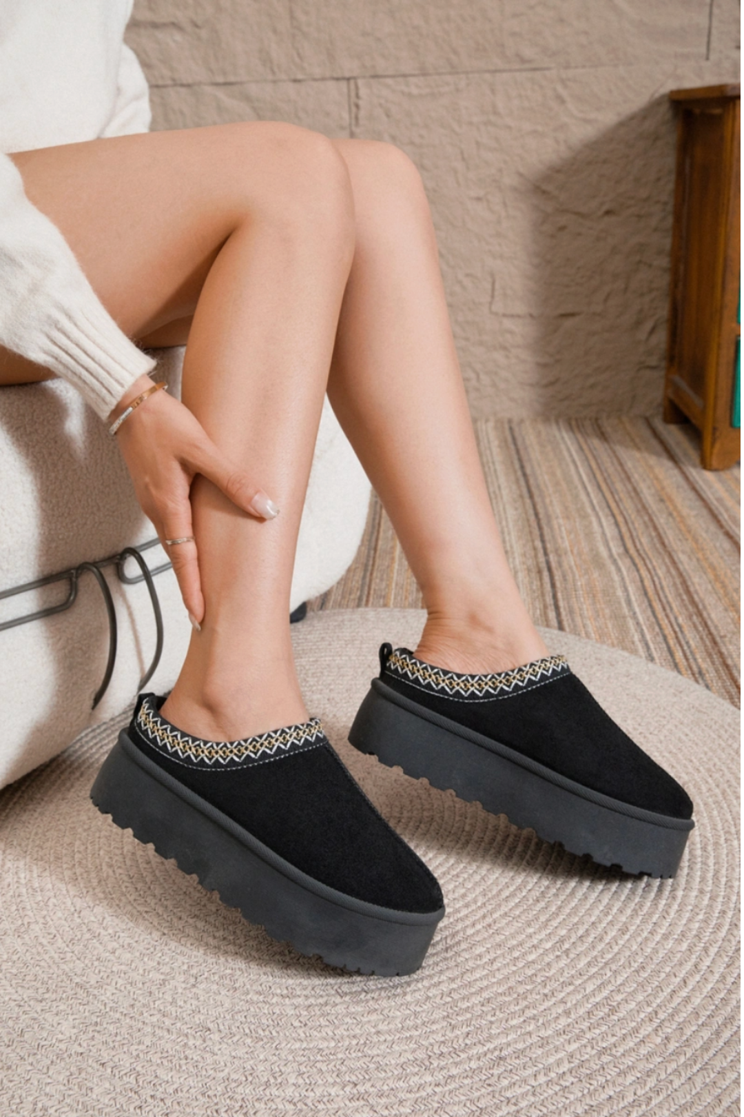 Bottines chaudes en fausse fourrure pour femme