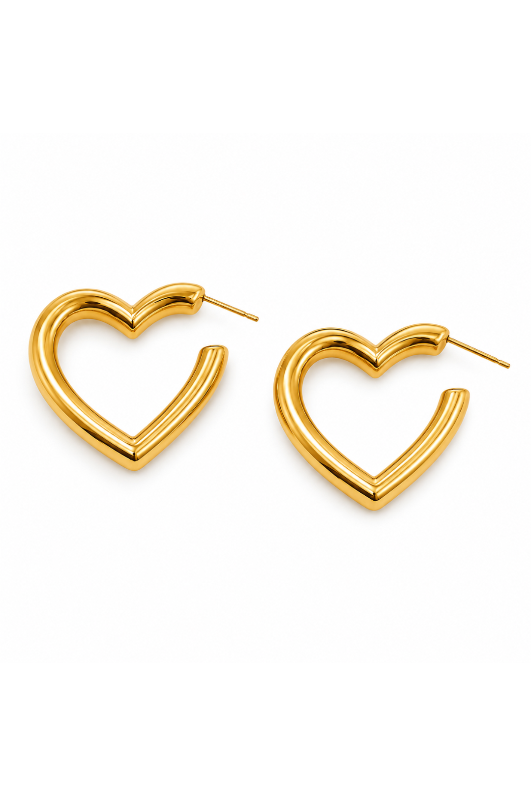 Boucles d'Oreilles Créoles Cœur Dorées en Acier Inoxydable