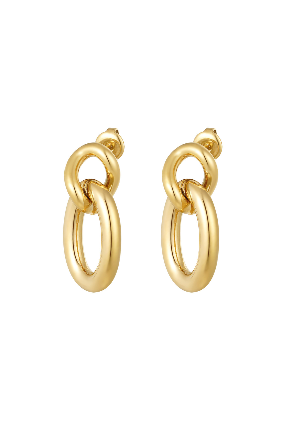 Boucles d'Oreilles Maillons Entrelacés Dorées – Acier Inoxydable