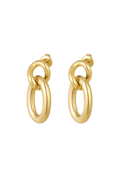 Boucles d'Oreilles Maillons Entrelacés Dorées – Acier Inoxydable