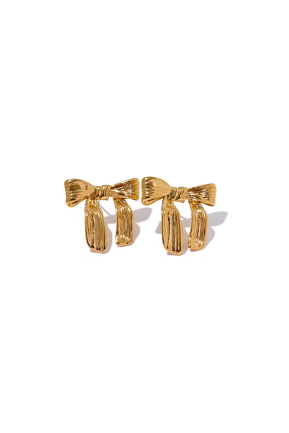 Boucles d'Oreilles Nœud Dorées en Acier Inoxydable