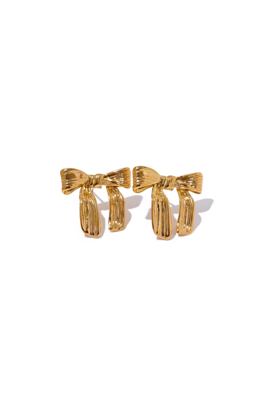 Boucles d'Oreilles Nœud Dorées en Acier Inoxydable