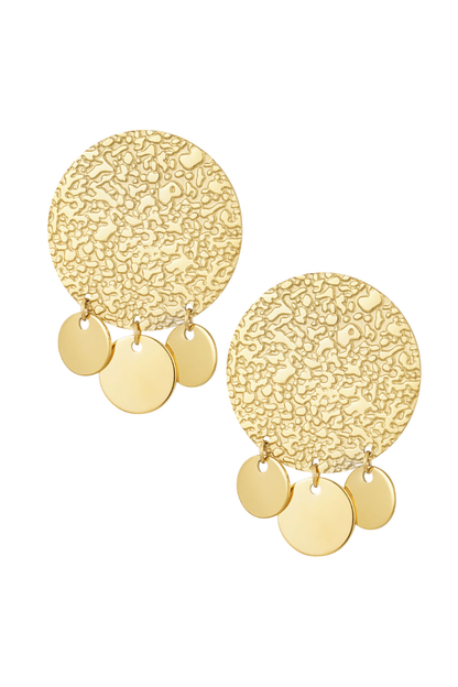 Boucles d'Oreilles Pastilles Martelées Dorées – Acier Inoxydable