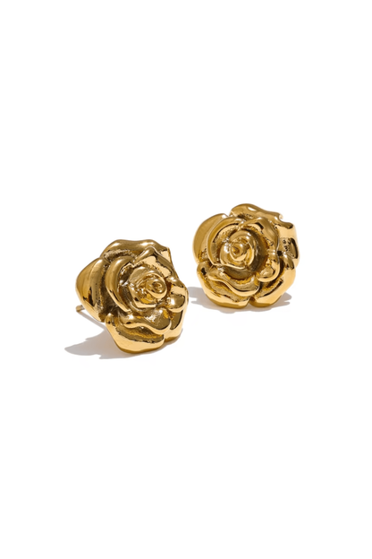 Boucles d'Oreilles Rose Dorée en Acier Inoxydable