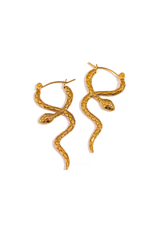 Boucles d'Oreilles Serpent Dorées en Acier Inoxydable