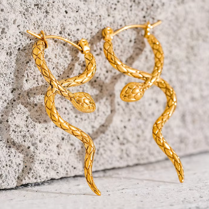 Boucles d’Oreilles Serpent en Acier Inoxydable