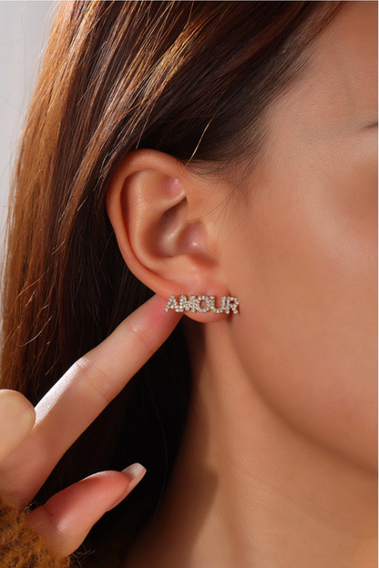 Boucles d’oreilles Amour en acier inoxydable doré