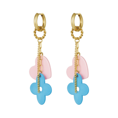 Boucles d'oreilles Fleur et Cœur