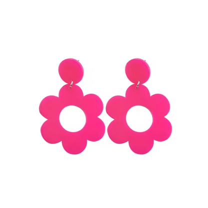 Boucles d'oreille fleur fushia
