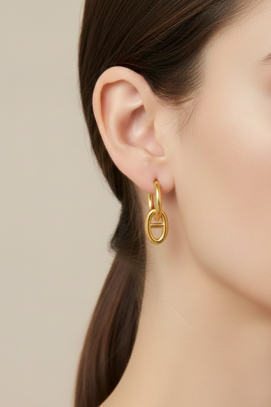 Boucles d'oreilles ovales en acier inoxydable