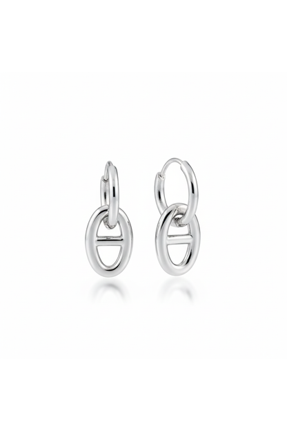 Boucles d'oreilles ovales en acier inoxydable