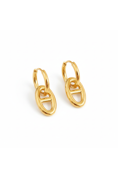 Boucles d'oreilles ovales en acier inoxydable