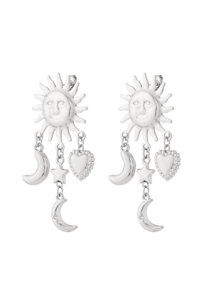 Boucles d’oreilles Soleil Lune Cœur