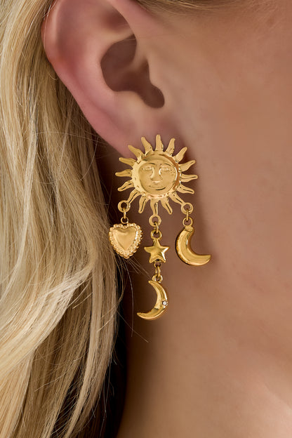 Boucles d’oreilles Soleil Lune Cœur