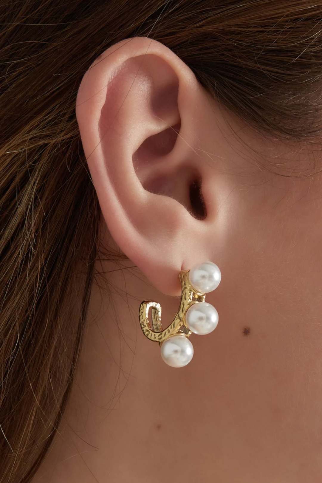 Boucles d'oreilles Triple Perle en Acier Inoxydable