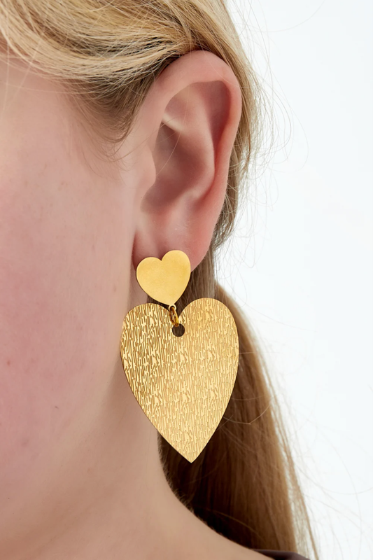 Boucles d'oreilles cœur tendance en acier inoxydable