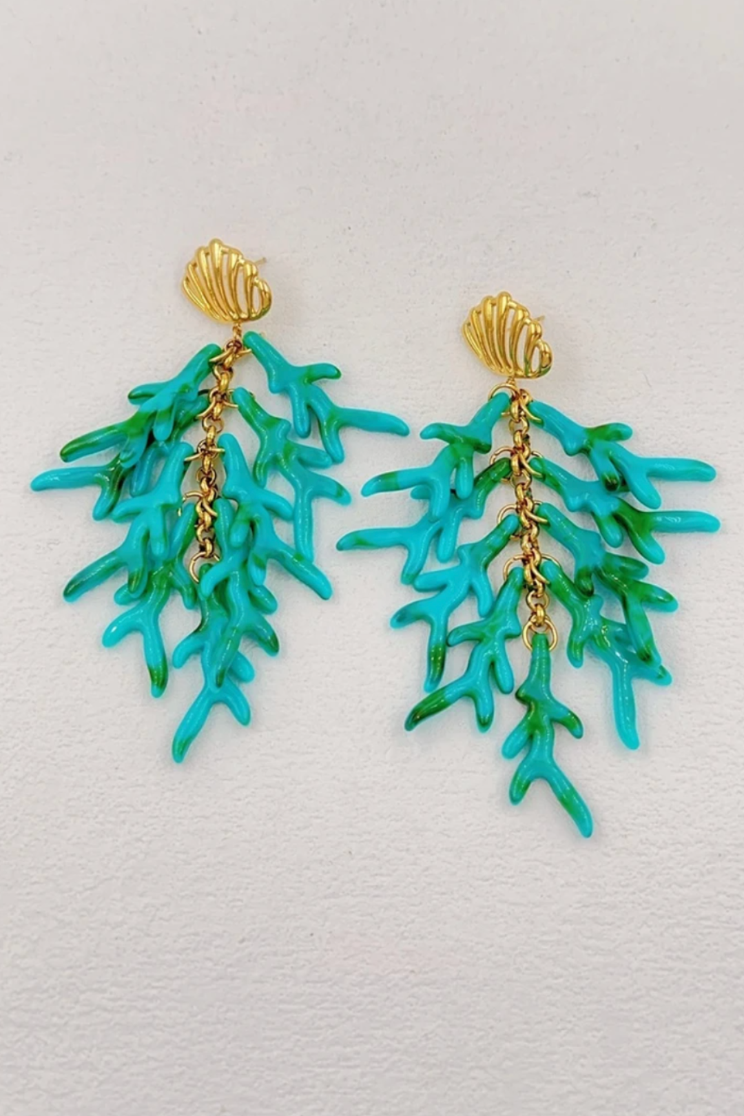 Boucles d’oreilles corail pendantes en acier inoxydable