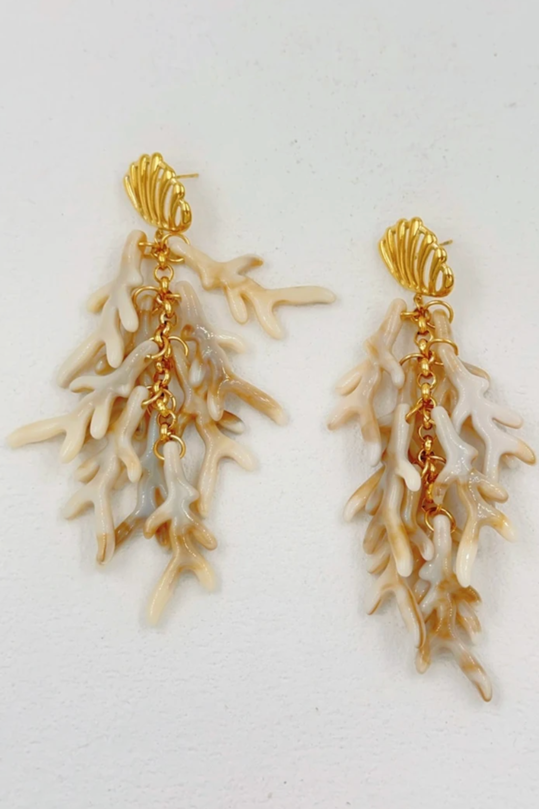 Boucles d’oreilles corail pendantes en acier inoxydable
