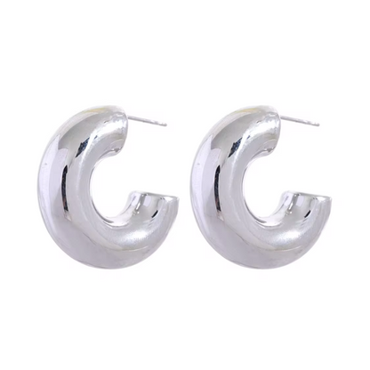 Boucles d'oreilles créoles en forme de C en acier inoxydable