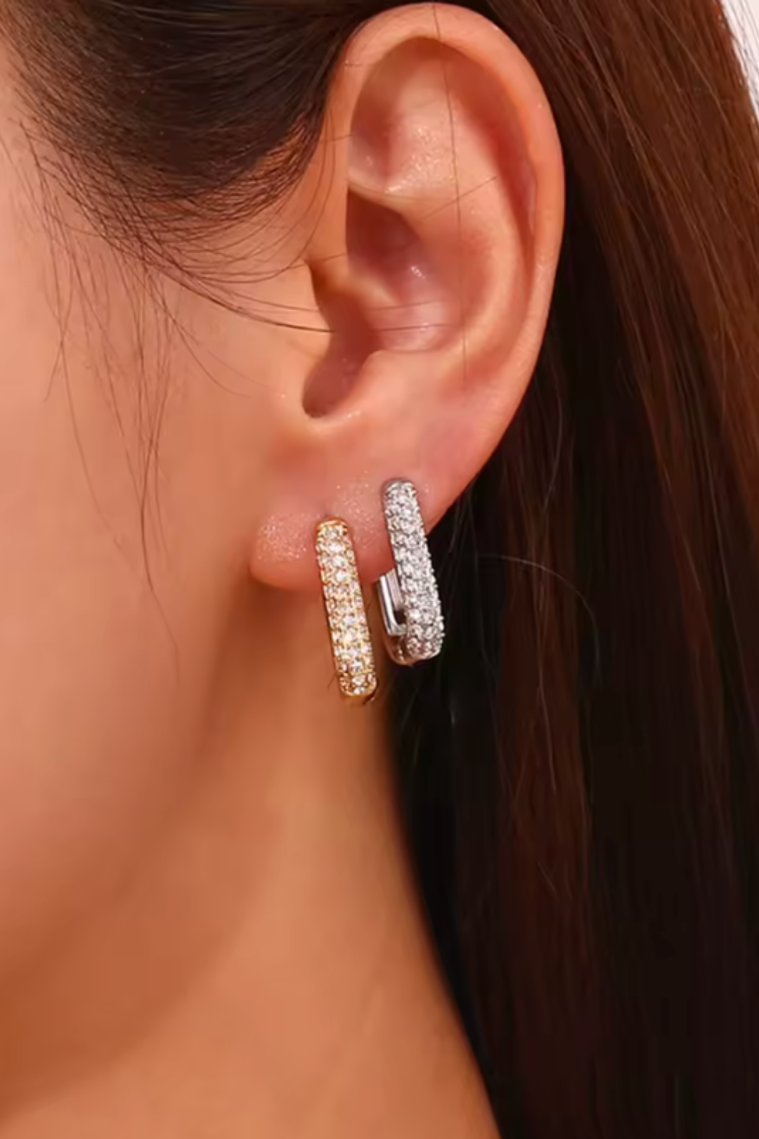 Boucles d’oreilles en acier inoxydable rectangulaires