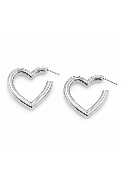 Boucles d'oreilles en cœur argentées