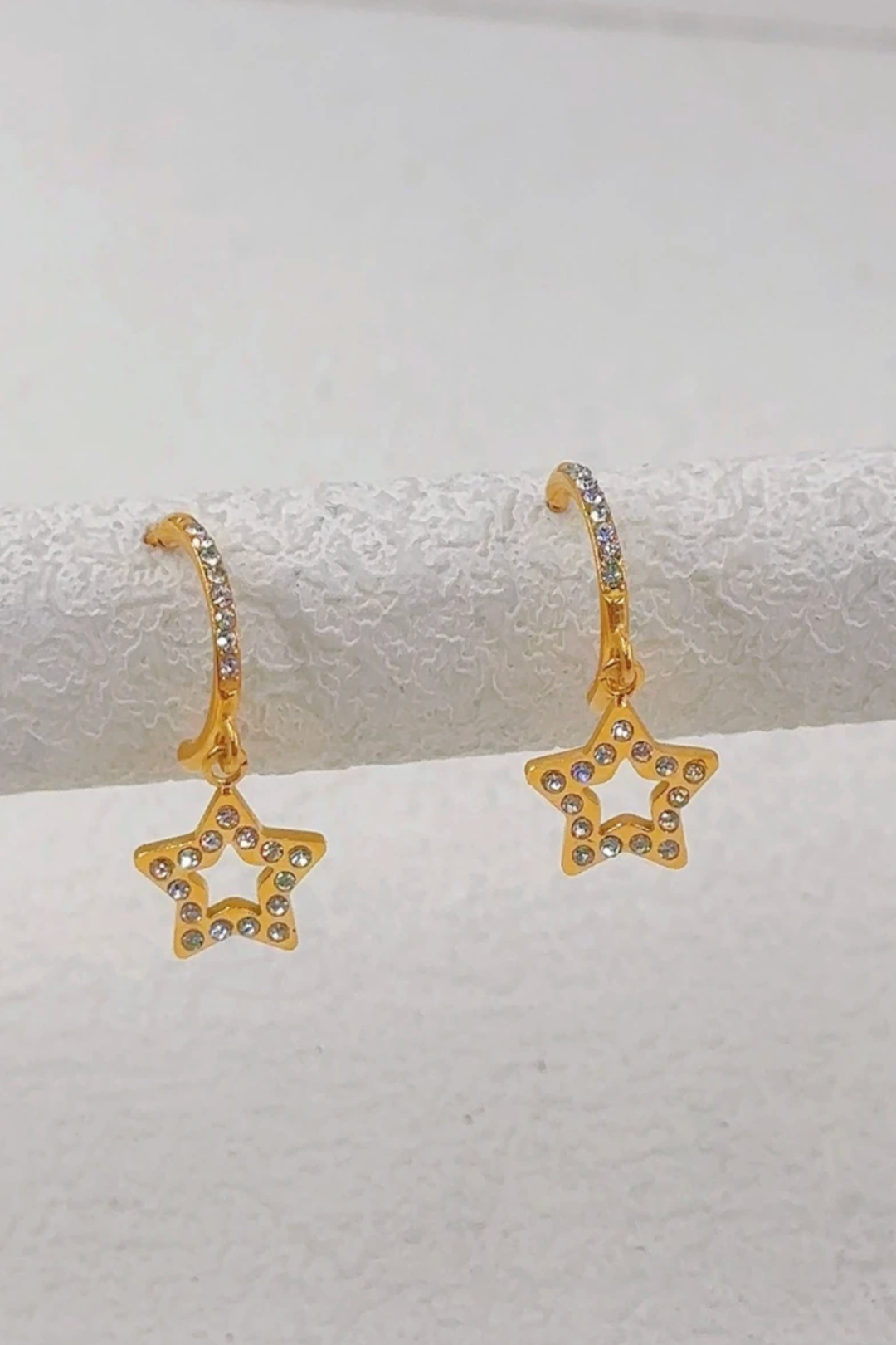 Boucles d’oreilles en acier inoxydable étoile scintillante