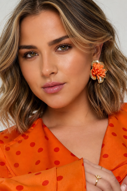 Boucles d'oreilles fleur raphia