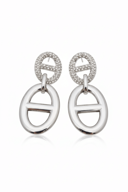 Boucles d’oreilles double pendentifs en acier inoxydable