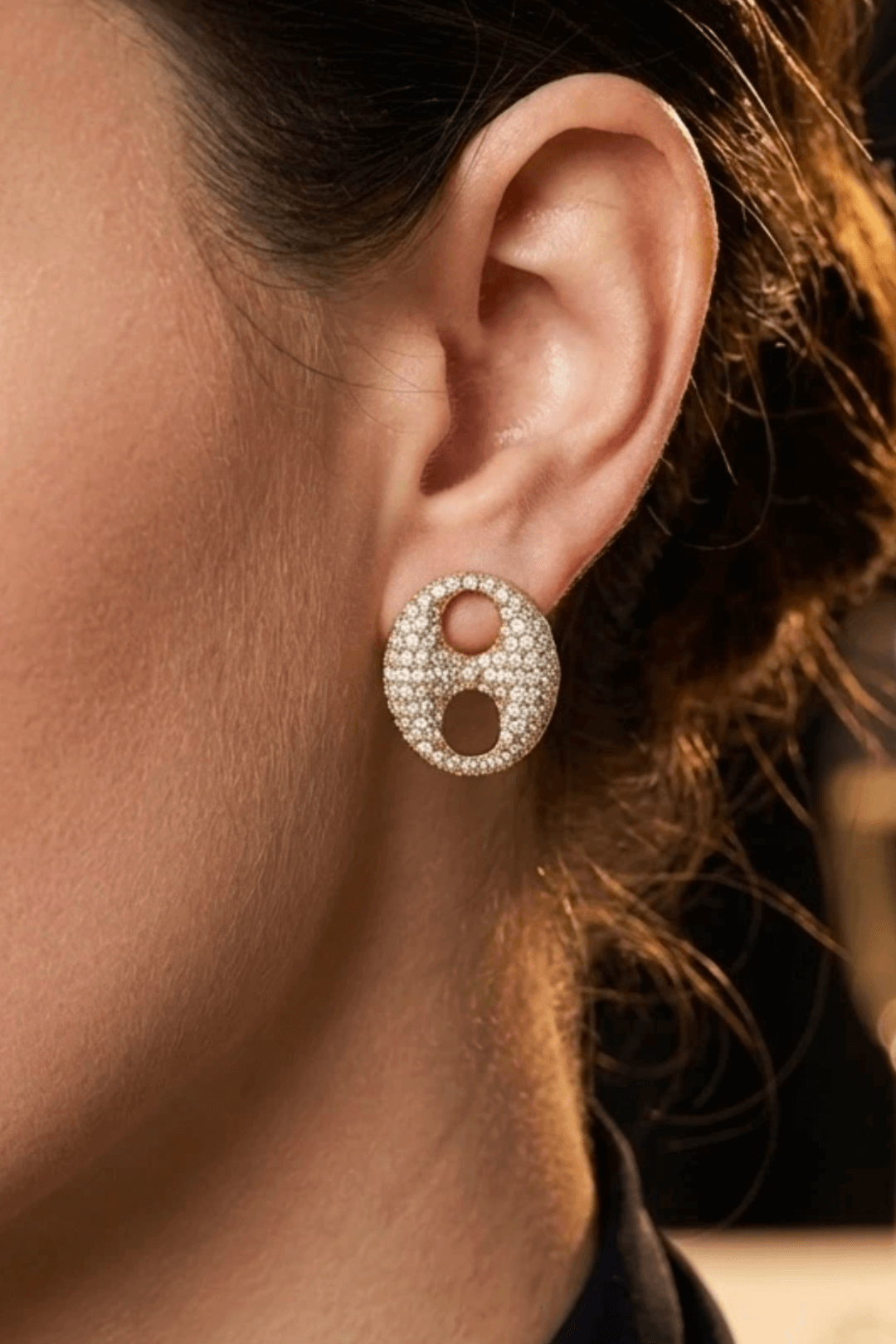 Boucles d’oreilles ovales scintillantes en acier inoxydable