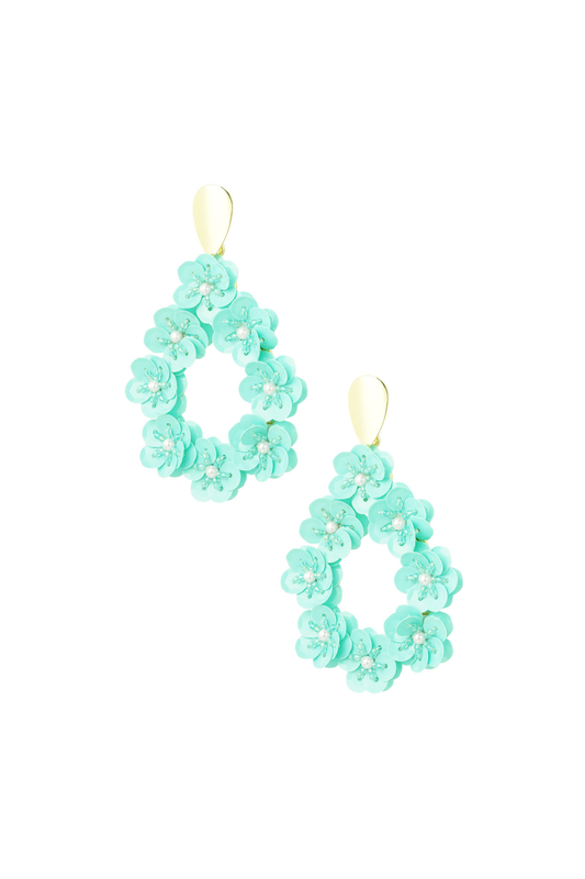 Boucles d'oreilles pendantes avec fleurs