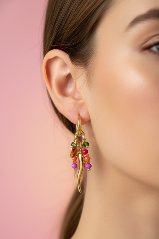 Boucles d’oreilles pendantes chili dorées – Style bohème et audace au féminin
