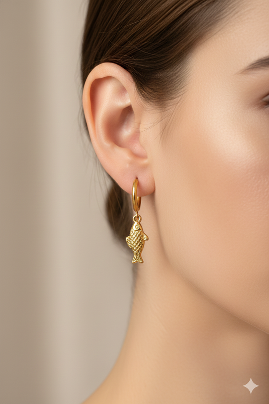 Boucles d’oreilles poisson en acier inoxydable doré