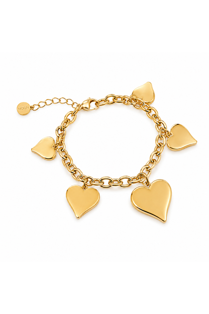 Bracelet Chaîne Cœurs Doré en Acier Inoxydable