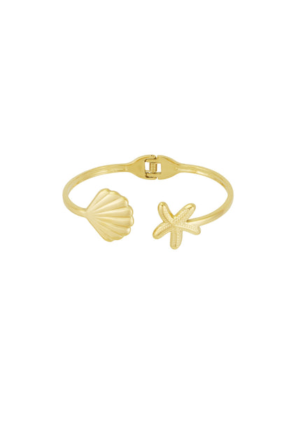 Bracelet manchette « Vie de Sirène » – Coquillage et étoile de mer