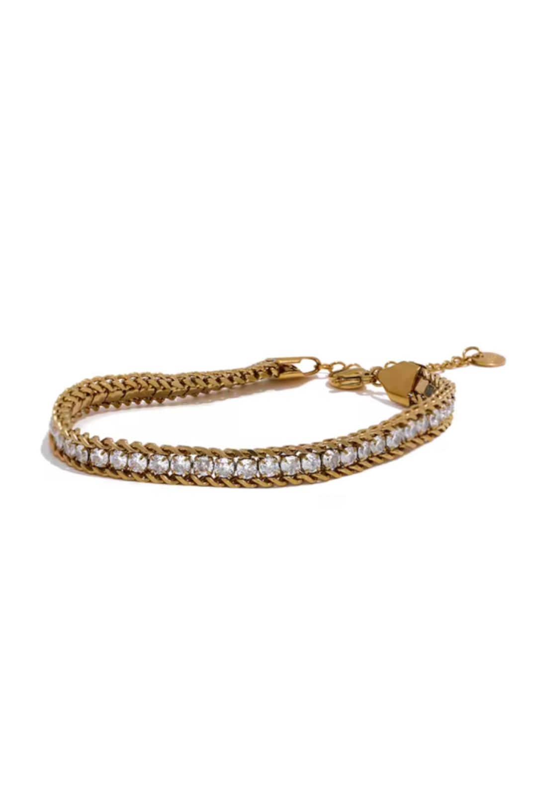 Bracelet Maille Cristaux Doré en Acier Inoxydable