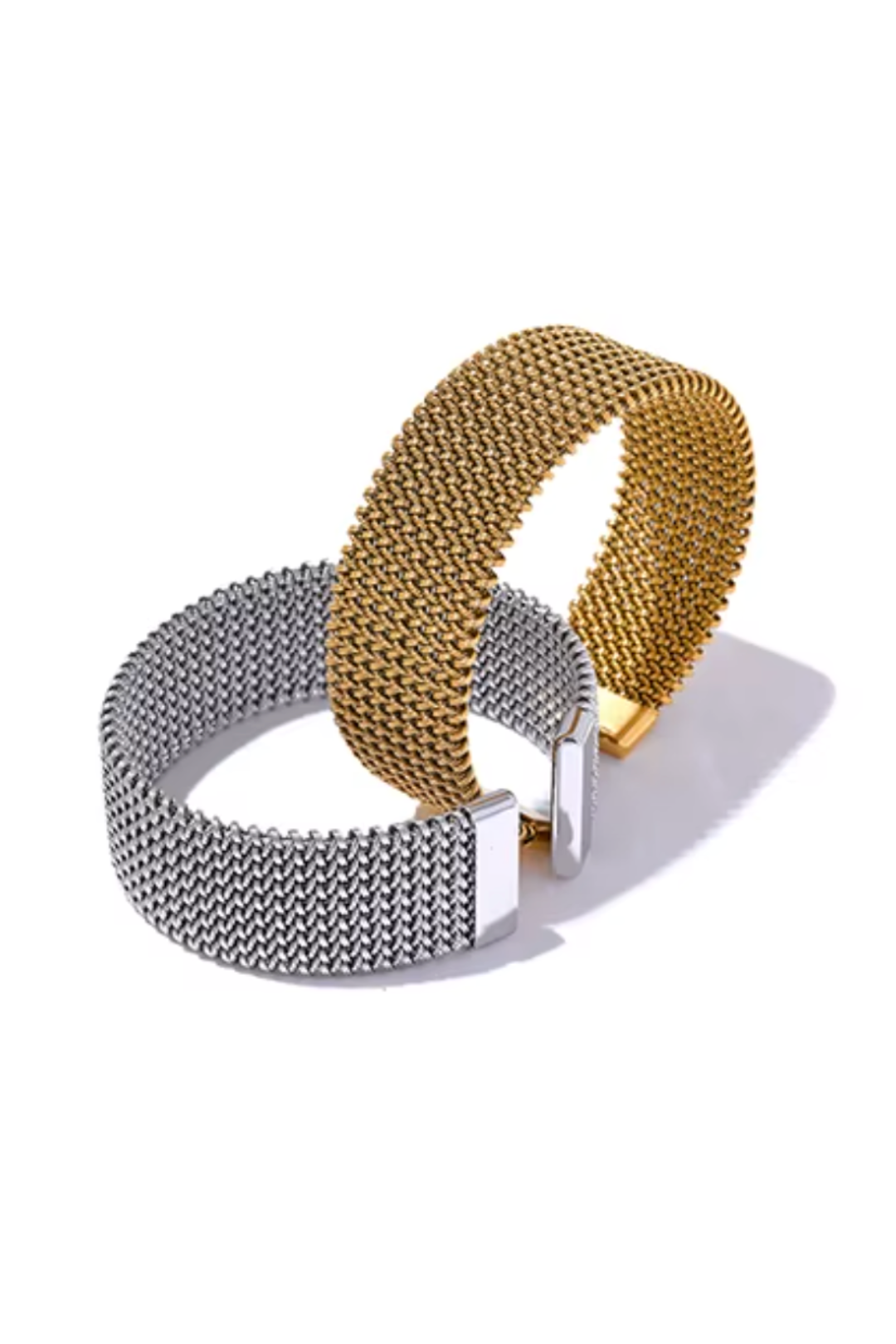 Bracelet Manchette Dore Femme Elegance Tresseeen Acier