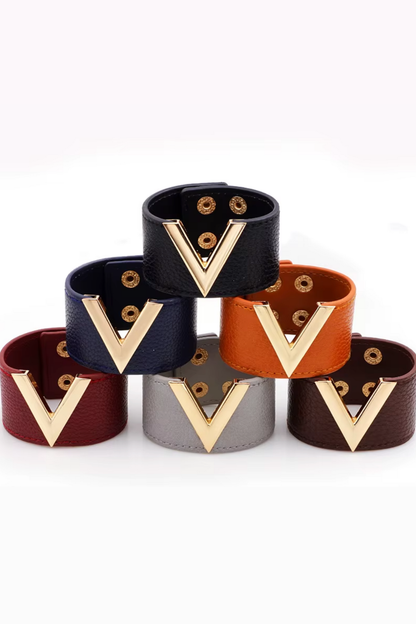 Bracelet Manchette V Cuir