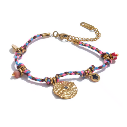 Bracelet Tressé Multicolore et Doré