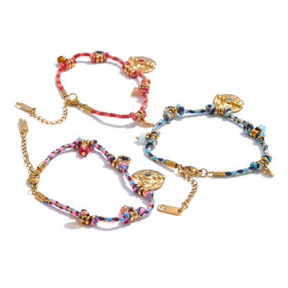 Bracelet Vintage Tressé à la Main en Acier Inoxydable pour Femme