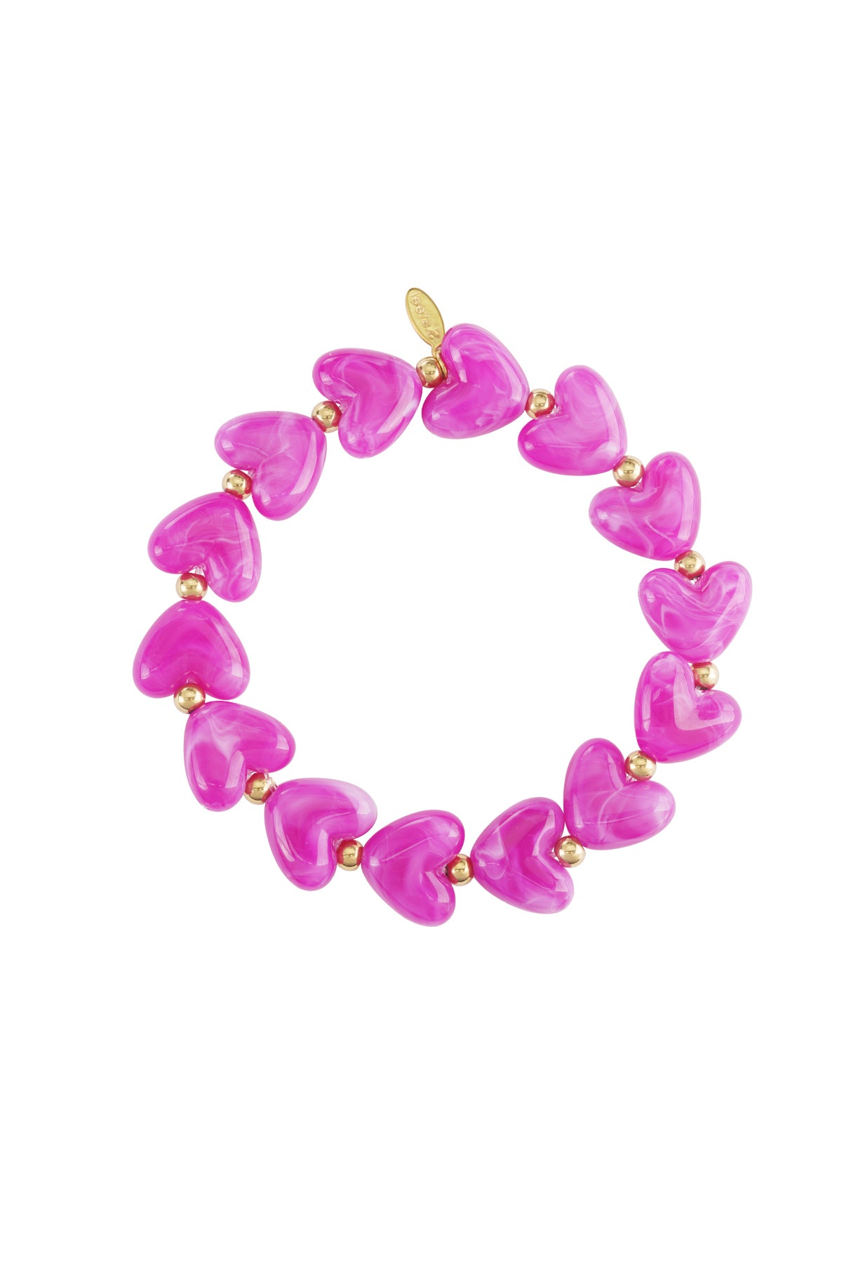 Bracelet_coeurs_en_acrylique_et_acier_inoxydable_rose_fuschia