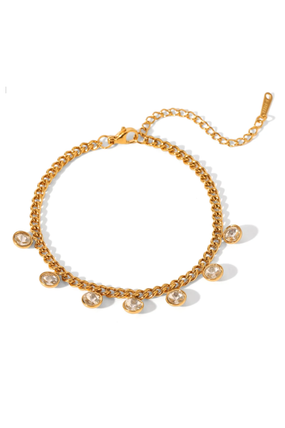 Bracelet à pampilles dorée en acier inoxydable