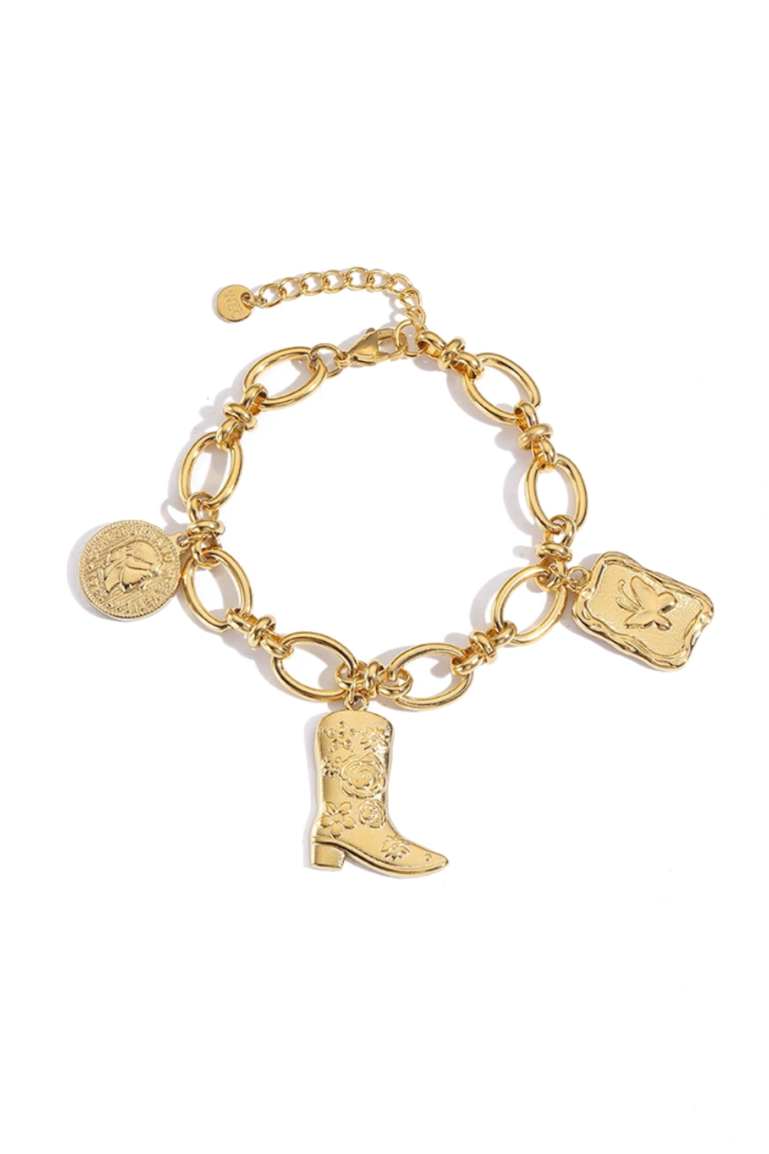 Bracelet à breloques doré en acier inoxydable