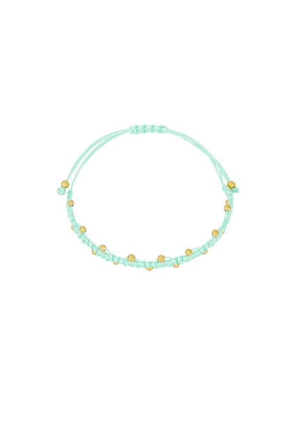 Bracelet cordon bleu perles dorées été